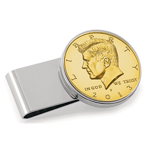 Gold-Layered JFK Half Dollar Stainless Steel Coin Money Clip