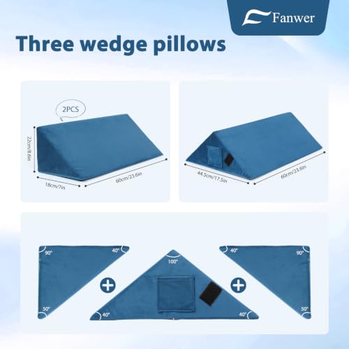Image of Fanwer Positioning Wedge Pillow for Side Sleeping (3 in 1),23.6 inch,Lake Blue