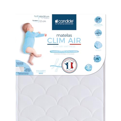 CANDIDE - Matelas Bébé 60x120x11cm Clim Air - Matelas Respirant - Sans Traitement - Régule La...