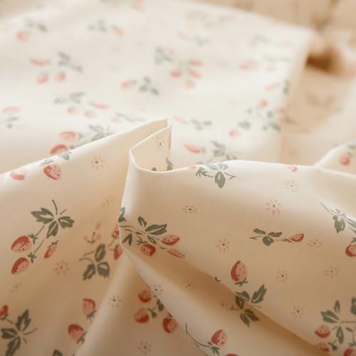 Image of LifeTB Full Size Comforter Set Chic Botanical Floral Strawberry Bedding Set | Cottagecore Flowers Strawberry Comforter for All Season Aesthetic Floral Bedding Comforter with 2 Pillowcases