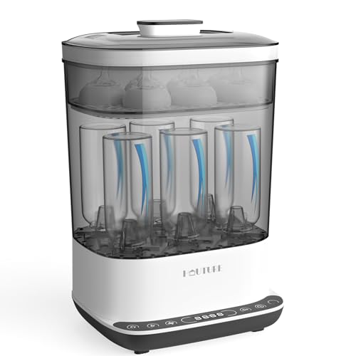 Image of Baby Bottle Sterilizer | Esterilizador de Biberones, 6-in-1 HAUTURE Bottle Sterilizer and Dryer, Electric Steam Bottle Sanitizer for Baby Stuffs, Baby Bottles & Breast Pump Accessories,Black