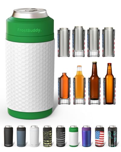 Frost Buddy Universal Buddy Can Cooler - Fits All - For Regular 12 & 16 oz or Slim-Size Bottles - Insulated Double-Walled Stainless Steel (Golf)