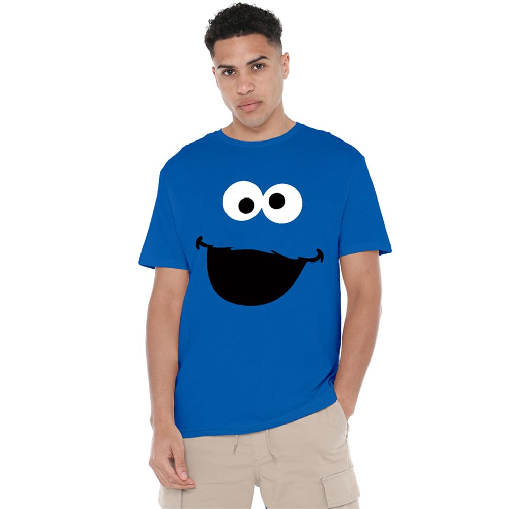 Sesame Street Cookie Monster Face Unisex T Shirt, Royal, Large