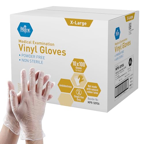 Image of MED PRIDE Vinyl Exam Medical Gloves,Latex & Powder-Free,X-Large,1000-Count