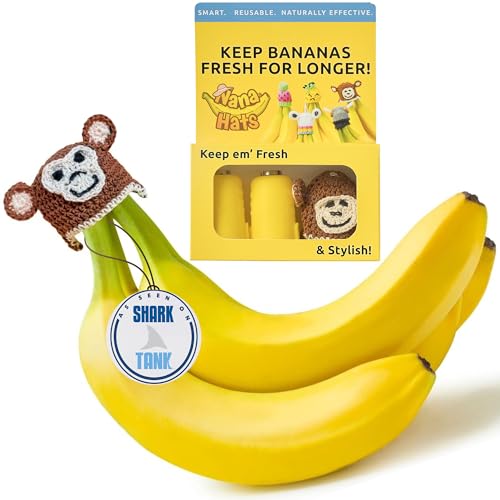NANA HATS Banana Freshness Preserver Keep Bananas Fresh Longer Ideal for Organic Bananas Innovative Banana Holder for Home Use Extend Freshness of Your Fruit AS SEEN ON SHARK TANK Monkey