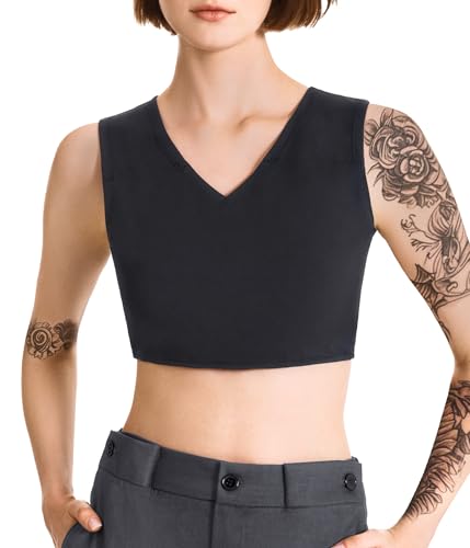 LEINIDINA Chest Binder for Transgender FTM LGBT Elastic Band V Neck Binder Bras for Women Tomboy Tank Top