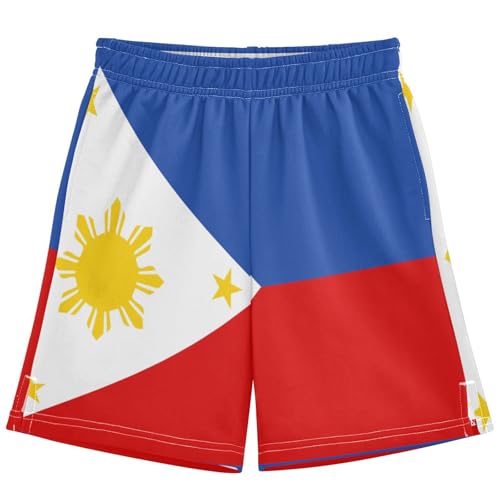 Boys Athletic Shorts Basketball Shorts Flags Printed Teens Hiking Gym Shorts with Pocket for Outdoor Activity 7-15 Y