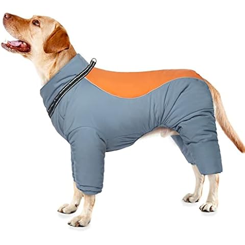 OUOBOB Dog Winter Coat, Dog Clothes Warm Waterproof Cold Weather Coat with Dual D Ring, Pet Windproof Jacket Vest Cozy Onesie Apparel Reflective Dog Fleece Outfit Garment for Medium Large Dogs Cover