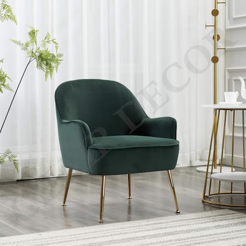 Luxe Velvet Accent Chair with Golden Legs | Modern Upholstered Ar...