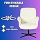39F FURNITURE DREAM Moderner Bürodrehstuhl, weicher weißer Bouclé-Bezug, ergonomisches Design, robuste Metallbasis, ideal für EIN modernes Heimbüro, Bequeme Sitzfläche