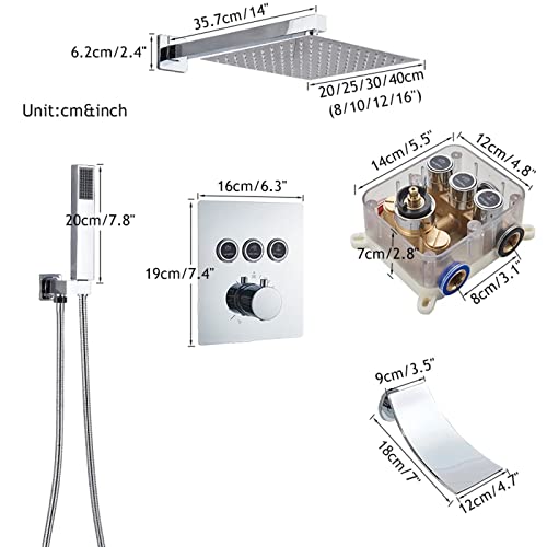 Ensemble de Douche avec Robinet de Baignoire à Cascade Complet et Mélangeur Thermostatique