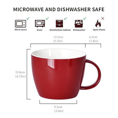 Juego de 2 tazas grandes de cerámica roja 30 oz miniatura 2