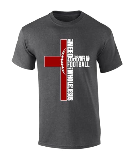 Mens Christian Tshirt Team Color Football and Jesus Short Sleeve T-Shirt