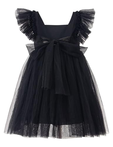 Image of Tutu.kk Toddler Girls Vintage Party Dress Ruffled Sleeve A-Line Tulle Flower Girl Dresses for Wedding,Birthday