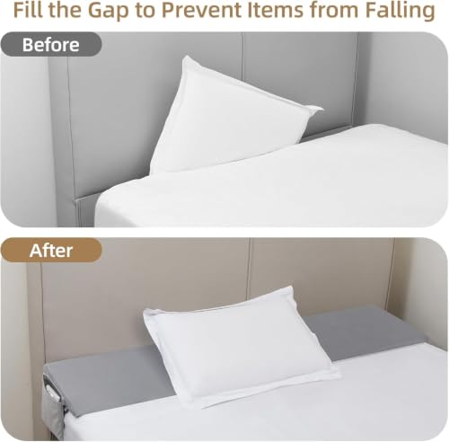 Image of Vekkia 2-in-1 Queen Bed Wedge Pillow for Headboard Gap, Fills 0-6 inch Gaps, Rotates for Two Angles & Heights, Pressure Lock Design Keeps in Place, Dual Side Pockets, Washable Cover, Gray, 60 inchx10 inchx8 inch
