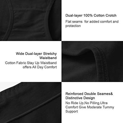 Image of Womens Underwear,Cotton Mid Waist No Muffin Top Full Coverage Brief Ladies Panties Lingerie Undergarments for Women Multipack