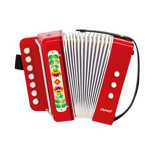 Janod - Accordéon à Soufflet Gioia - Instrument de Musique Enfant - Jouet d'Imitation et d'Éveil Musical - Avec Sangle de Maintien - Dès 3 Ans,J07654