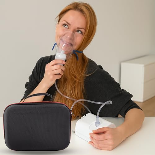Image of Hard Case for Smart Nebulizer,Portable Nebulizer Bag,Desktop Inhaler Nebulizer for Home Travel Use,Medical Case for Inhaler Spacer, Masks, Asthma Accessories Medicine Storage Bag, Red