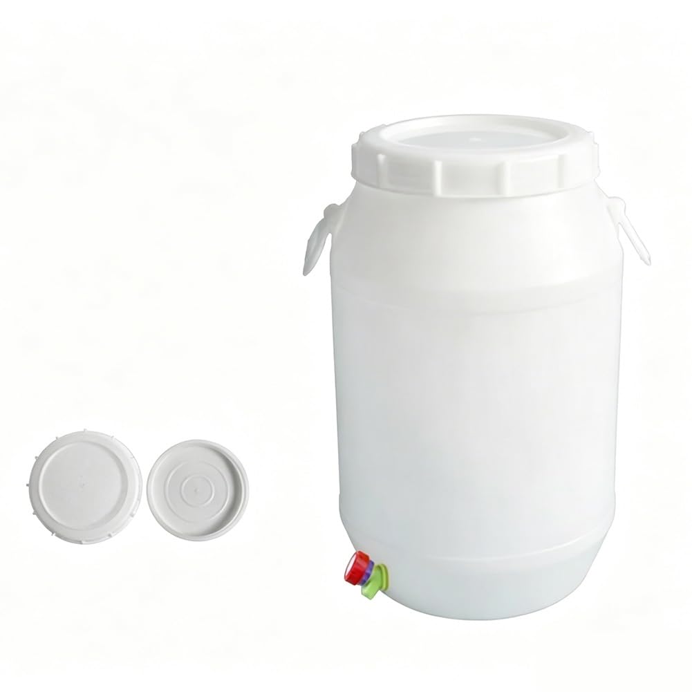 GZHERVICES Large Plastic Blue Open Top Storage Barrel Drum Keg With Lid And Latch Ring，industrial plastic chemical drum, Air Tight For Water And Food Storage, Rain Barrel Use(White,30L)