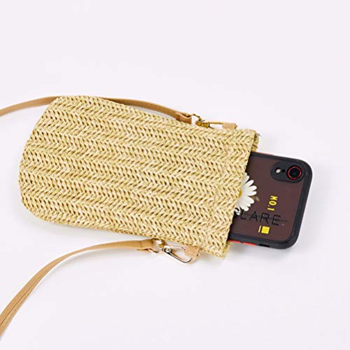 ULTECHNOVO Bolsa de Palha para Telefone Bolsa Crossbody Bolsa Pequena Boho Bolsa Rattan para Mulhere