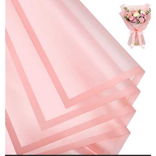 woric 25 Sheets Light Pink Flower Wrapping Paper Waterproof Floral Bouquet Wrapping Paper for Florist Supplies Birthday Party Favor Mothers Day Graduation Gifts Wrapping Crafts
