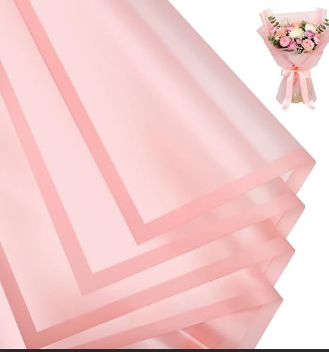 woric 25 Sheets Light Pink Flower Wrapping Paper