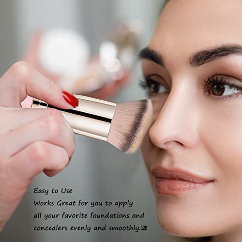 Image of Makeup Brushes Dpolla Pro Foundation Brush and Flawless Concealer Brush Perfect for Any Look Premium Luxe Hair Contour Brush Perfect for Blending Liquid,Buffing,Cream,Sculpting,Mineral Makeup(Pink)