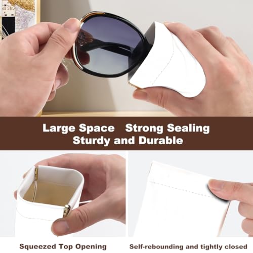 Image of Anikathy 2Pcs Sunglass Eyeglass Glasses Case Soft PU Leather with Cleaning Cloth Portable Glasses Pouch Bag for Men Women