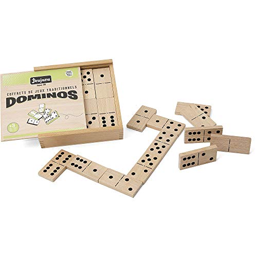 Jeujura - 8141- Jeux de Société-Jeu de Grands Dominos en Bois - Coffret en Bois