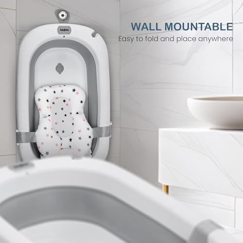 Image of Baybee Jolly Bath Tub for Baby 0 to 5 Years | Foldable Baby Bath Tub for Kids with Anti Skid Base & Drainer | Mini Swimming Pool for Babies | Bather & Bathtub for Newborn Boys Girls (Grey)