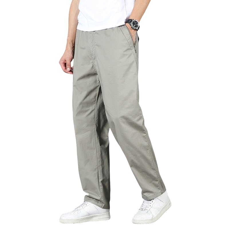 EaseTactic -Fit Zipper-Pocket Durable Pants, Casual Plus-Size Work Pants for Men, Straight Cylinder, Loose