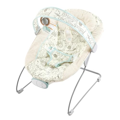 Otrolepota Baby Bouncer, Infants Bouncy Seat with Music and Vibrations,Portable Baby Rocker with Hanging Grasping Planet & Mirror for Newborns Indoor Outdoor Use 0-6 Months Up to 20 lbs