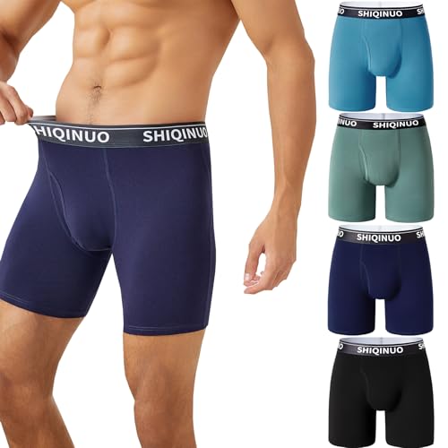 Men's Boxer Briefs - Stretch Cotton Underwear (95% Cotton),Moisture Wicking & No Ride Up,Breathable (4 or 6 Pack)