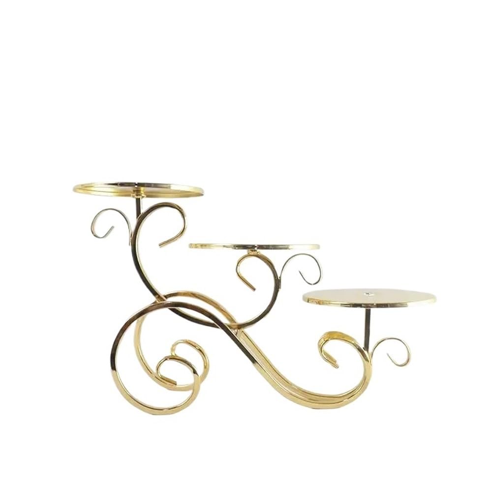 Bx9rE7tK3g Cake Stand Three Tiers Cake Stand , Metal Dessert Cupcake Wedding Plates Party Tableware Display Rack Cake Display Stand(Gold)