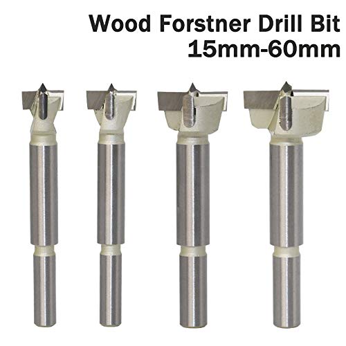 Drill Bit Set 15-60mm 18 Choice, 2 Flutes Designed Woodworking Hole Saw Wood Drill Bits Alloy Wood Cutter Drilling Cutting Tool Silver (1Pcs 60mm)