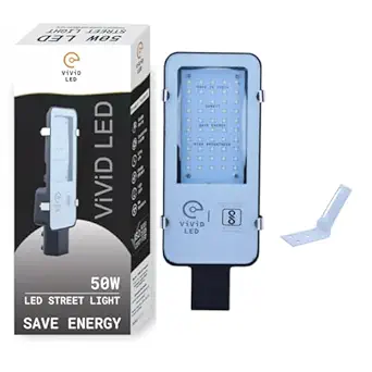 ViViD LED Waterproof, Aluminum Body 50 Watts Corded Electric Led Street Light With Wall Mounted Clamp, White, 230 Volts