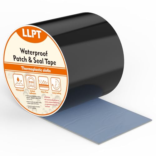 LLPT Reparatur-Klebeband Wasserdicht | 101 mm x 4 m | Dichtband | Extra Dicke Klebeschicht Sofortige Versiegelung | Zum Reparieren von Lücken Löchern Rissen Rissen (PST62110BK4) | Schwarz