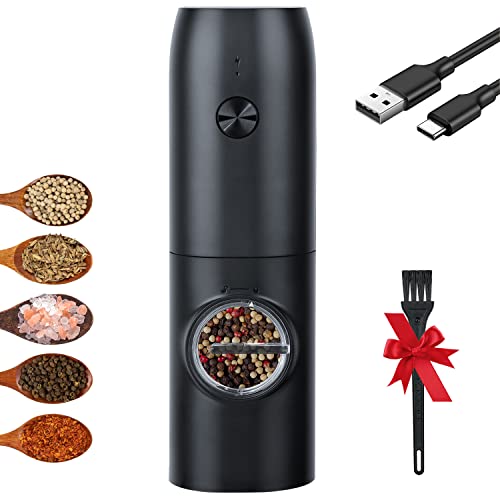 Electric Rechargeable Grinder, Dallfoll Pepper And Salt Mill Battery-Operated With Bright Led Light, Adjusted Coarseness, One-Hand Operated Automatic Grinder #TOP7