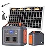 Rexhan 300W Portable Power Station, LiFePO4 Battery, Mobile Battery Power, Solar Generator, Emergency Outdoor Power, 50W Solar Panel, 2025 Version, 240V AC Outlet, RVs, Camping, Outdoor, USB-C (300W)