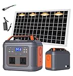 Rexhan 300W Portable Power Station, LiFePO4 Battery, Mobile Battery Power, Solar Generator, Emergency Outdoor Power, 50W Solar Panel, 2025 Version, 240V AC Outlet, RVs, Camping, Outdoor, USB-C (300W)