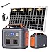Rexhan 300W Portable Power Station, LiFePO4 Battery, Mobile Battery Power, Solar Generator, Emergency Outdoor Power, 50W Solar Panel, 2025 Version, 240V 300W AC Outlet, USB-C, RVs, Outdoor, Camping