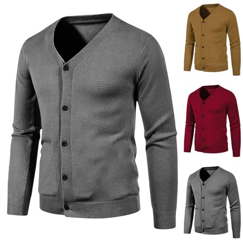 Cambkatl Men's Long Sleeve Cardigan Sweater Basic Solid Button Down V Neck Casual Knitted Sweaters Outerwear2