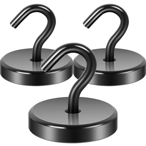 Neosmuk Magnetic Hooks, Cruise Ship Essentials, 170lb+ Heavy Duty Magnetic Hooks for Cruise Cabins, Refrigerator, Grill, Hanging, and Travel | Extra Strong Must-Haves Magnet Hook,Black