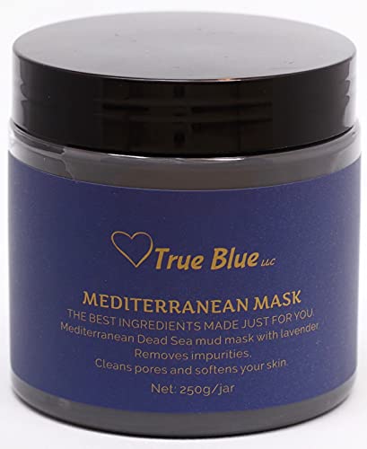 True Blue Dead Sea Mud Mask | Mediterranean Lavender and Chamomile | Skincare for Face and Body | Cleans Pores | Acne Treatment and Blackhead Remover | 8.8 Oz