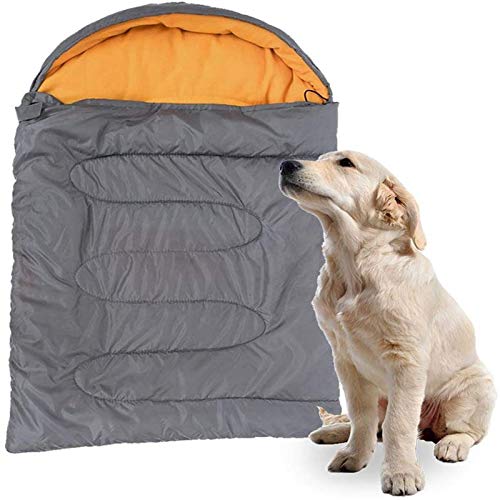 GeerDuo Dog Sleeping Bag Waterproof Warm Packable Dog Bed Mat with Storage Bag for Indoor Outdoor Travel Camping Hiking Backpacking(Grey+Orange L)