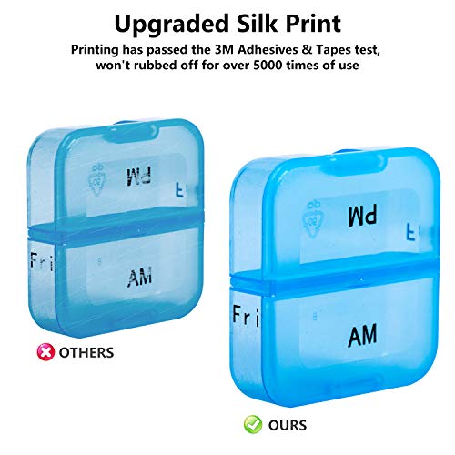 Daviky Weekly Pill Organizer 2 Times a Day, Am Pm Pill Organizer 7 Day, Large Travel Vitamin Pill Box Twice a Day, Daily Supplement Organizer Pill Container Dispenser Big Medication Case