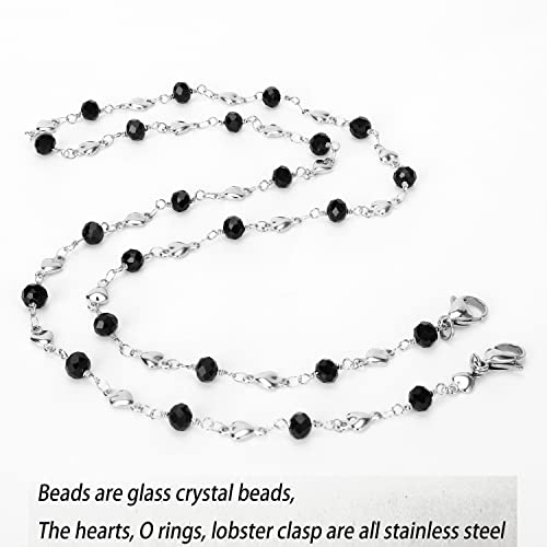 Image of Eyeglass Chain Silver Stainless Steel Handmade Necklace for Reading Glasses Sunglass Beaded Chains for Men Women