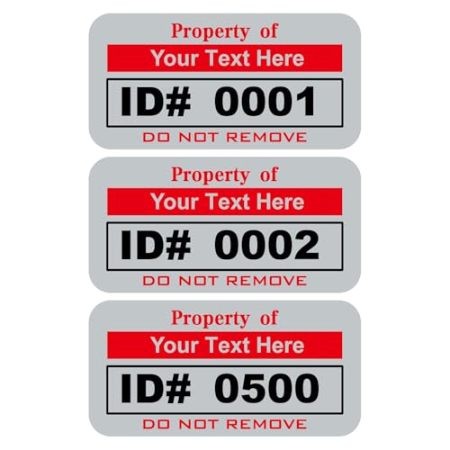 Asset Tags for Equipment - Custom Inventory Stickers - Heavy Duty Waterproof Labels for Equipment, Logistics & Supplies, Durable Metalized Silver Polyester (1x2 Inch, 500 Pack) (Red, 500)