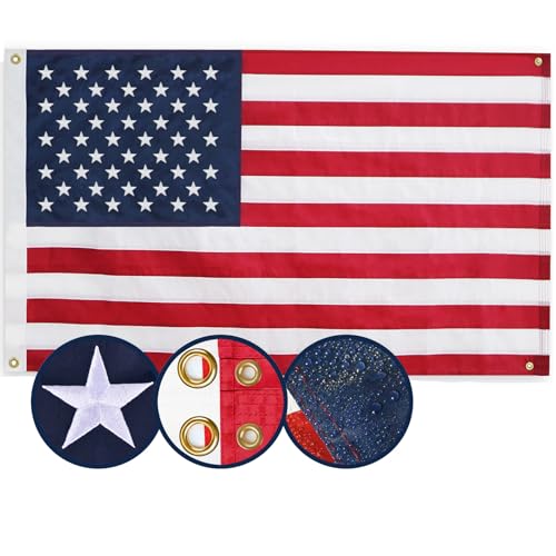 American Flag 25×4 Ft Multipurpose Heavy Duty US Flag 4 Brass Grommets Embroidered Stars Sewn Stripes Outdoor Standard USA Flag Bedroom Room Indoor Hanging American Flag For Wall