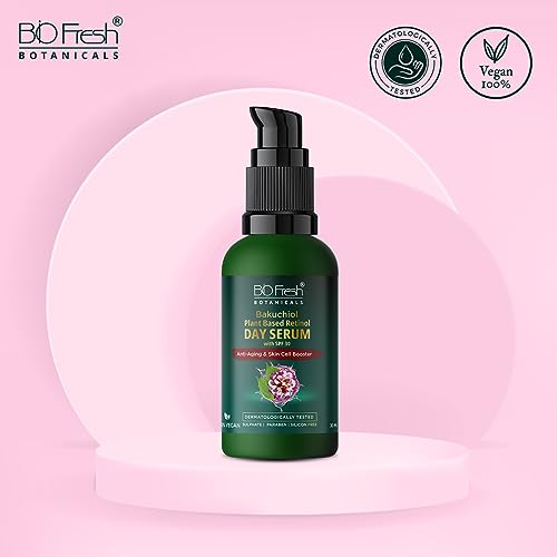 Image of Biofresh Botanicals Bakuchiol Plant-Based Retinol Day Serum with SPF 30 with Anti-Aging Formula Retinol to Protect Skin from Sun Damage Moisturizing Benefits for Radiant Skin Men & Women